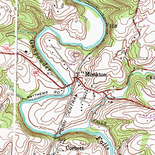 Topographic Map of Monkton, MD
