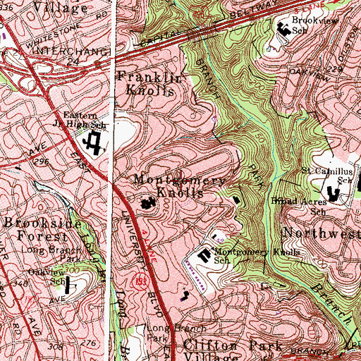 Topographic Map of Montgomery Knolls, MD