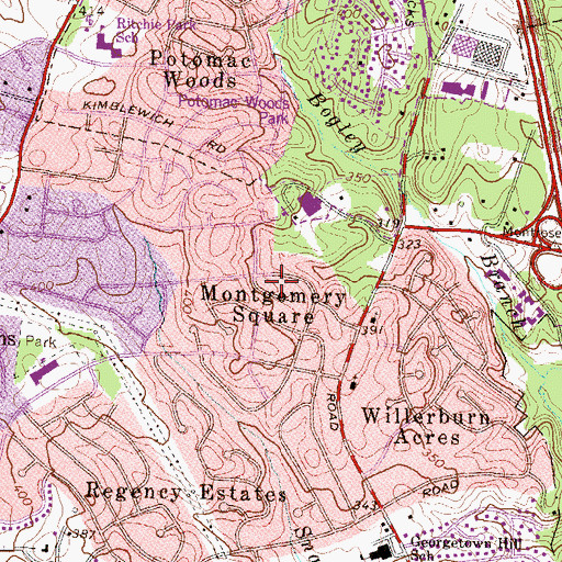 Topographic Map of Montgomery Square, MD