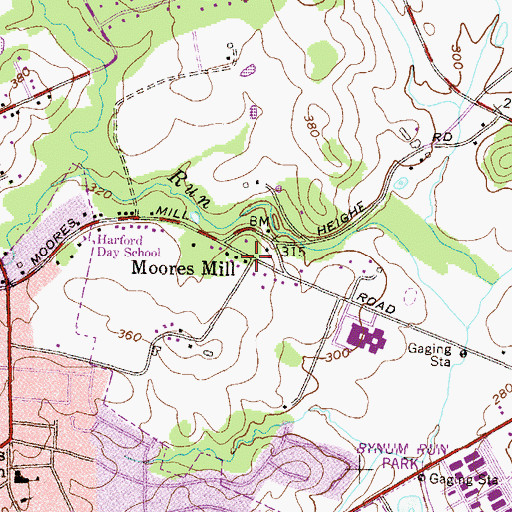 Topographic Map of Moores Mill, MD