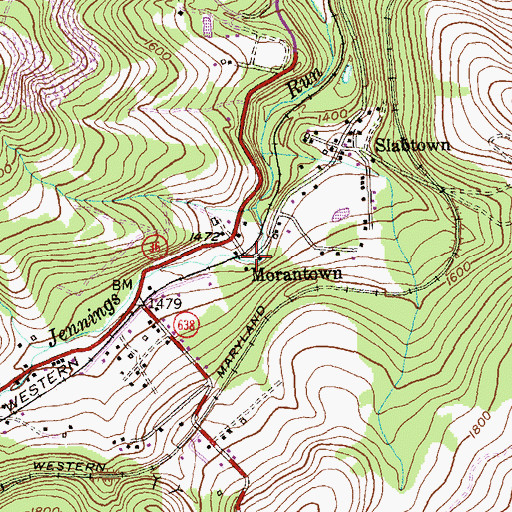 Topographic Map of Morantown, MD