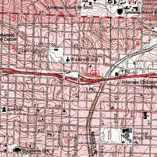 Topographic Map of Interchange 3A, AR