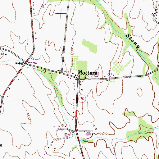 Topographic Map of Motters, MD