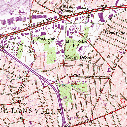 Topographic Map of Mount DeSales, MD