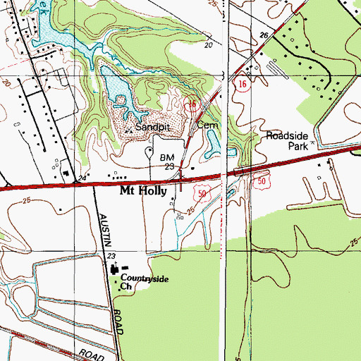 Topographic Map of Mount Holly, MD