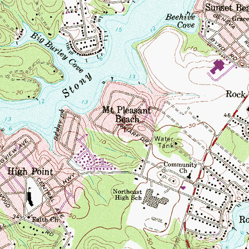 Topographic Map of Mount Pleasant Beach, MD