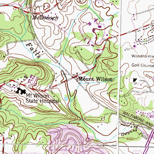 Topographic Map of Mount Wilson, MD
