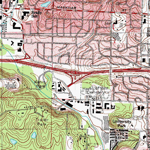 Topographic Map of Interchange 6A, AR