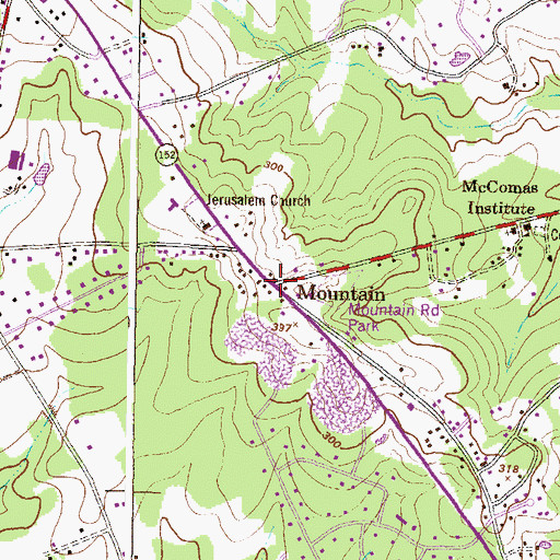 Topographic Map of Mountain, MD