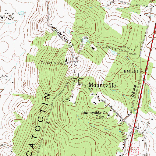 Topographic Map of Mountville, MD