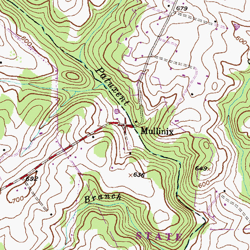 Topographic Map of Mullinix, MD