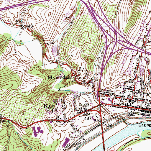 Topographic Map of Myersdale, MD