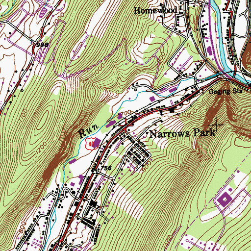 Topographic Map of Narrows Park, MD