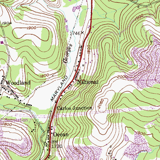 Topographic Map of National, MD