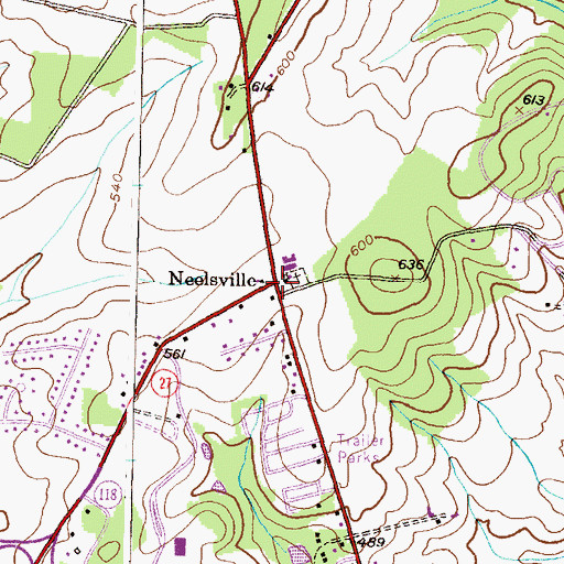 Topographic Map of Neelsville, MD