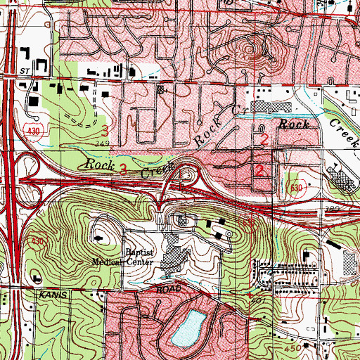 Topographic Map of Interchange 7, AR