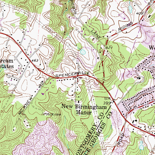Topographic Map of New Birmingham Manor, MD