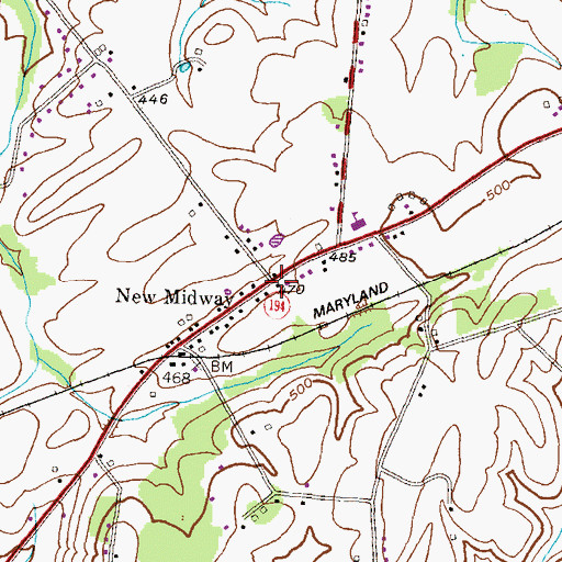 Topographic Map of New Midway, MD