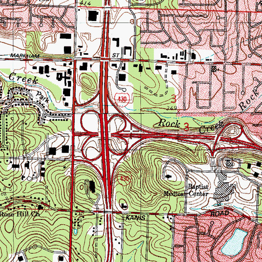 Topographic Map of Interchange 8, AR