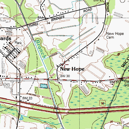 Topographic Map of New Hope, MD
