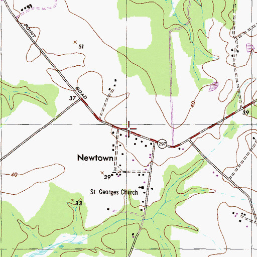 Topographic Map of Newtown, MD