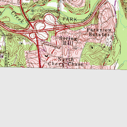 Topographic Map of North Chevy Chase, MD