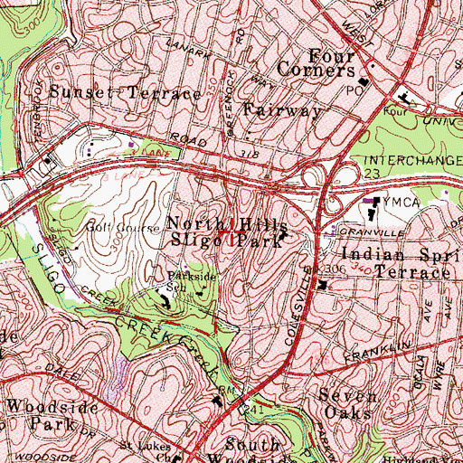 Topographic Map of North Hills Sligo Park, MD