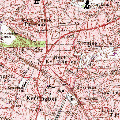Topographic Map of North Kensington, MD