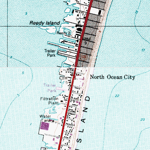 Topographic Map of North Ocean City, MD