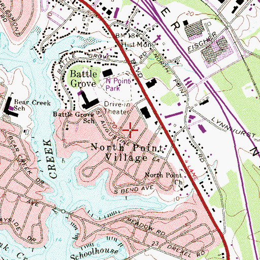 Topographic Map of North Point Village, MD