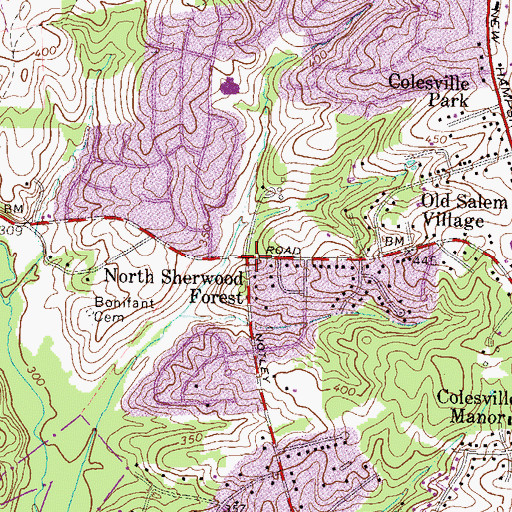 Topographic Map of North Sherwood Forest, MD