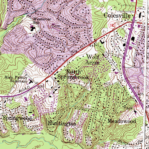 Topographic Map of North Springbrook, MD
