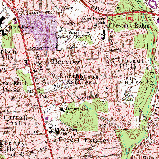Topographic Map of Northbrook Estates, MD