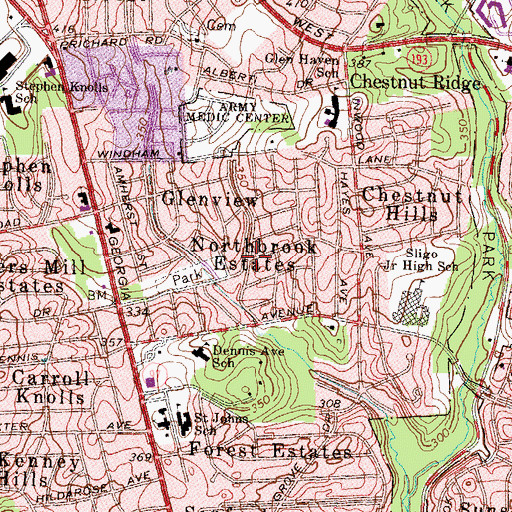 Topographic Map of Northbrook Estates, MD