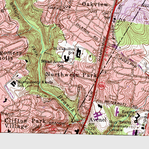 Topographic Map of Northwest Park, MD