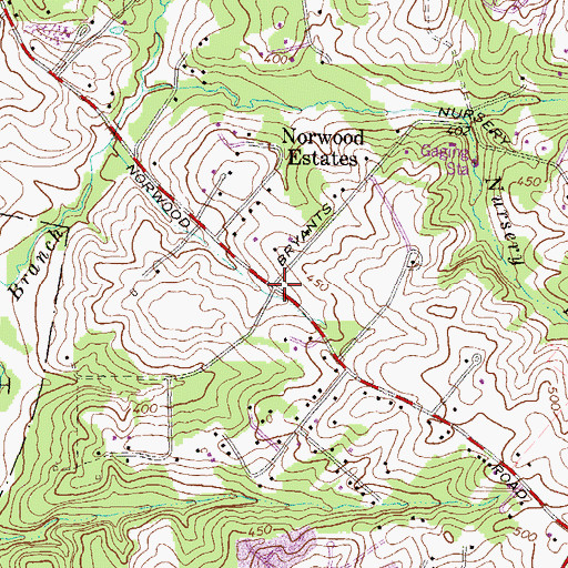 Topographic Map of Norwood Estates, MD