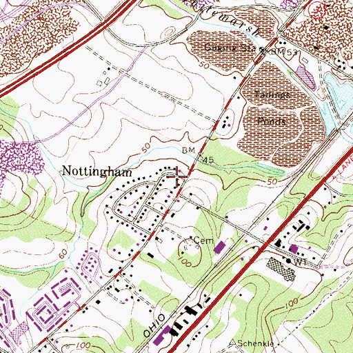 Topographic Map of Nottingham, MD