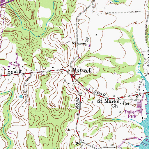 Topographic Map of Nutwell, MD