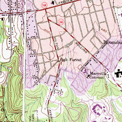 Topographic Map of Oak Forest, MD