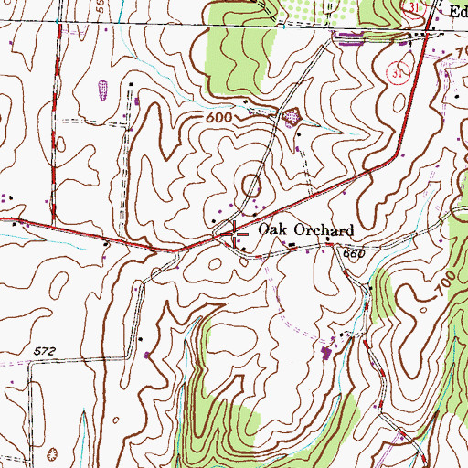 Topographic Map of Oak Orchard, MD