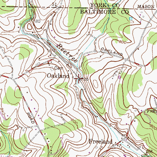 Topographic Map of Oakland, MD