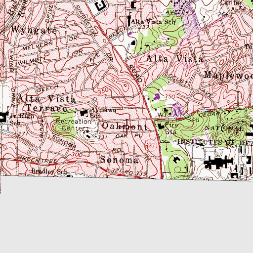 Topographic Map of Oakmont, MD