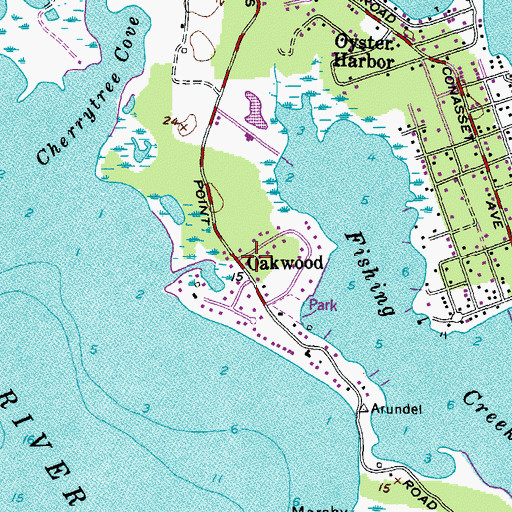 Topographic Map of Oakwood, MD