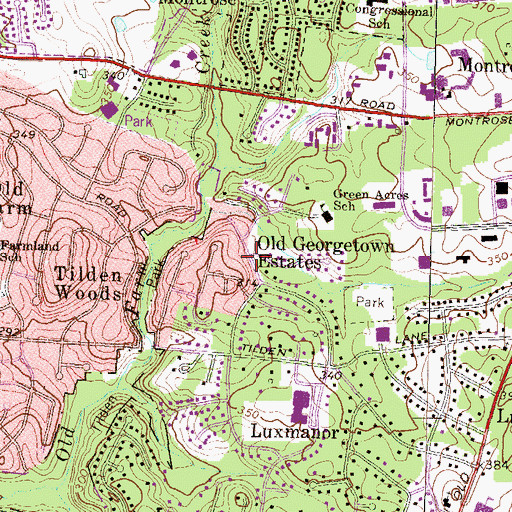 Topographic Map of Old Georgetown Estates, MD