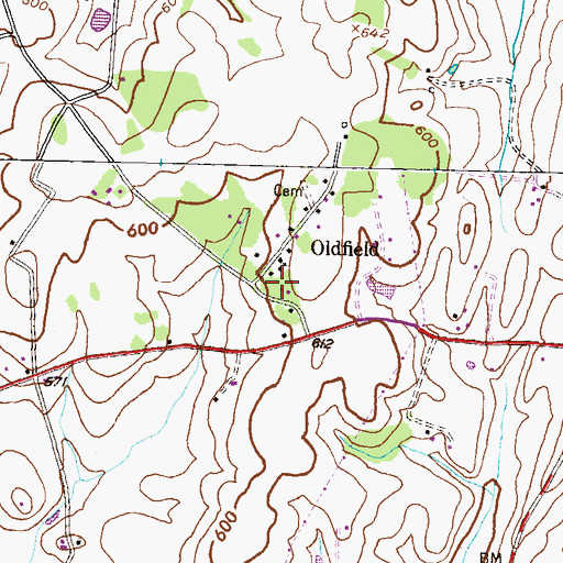 Topographic Map of Oldfield, MD