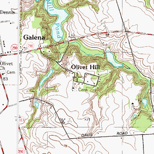 Topographic Map of Olivet Hill, MD
