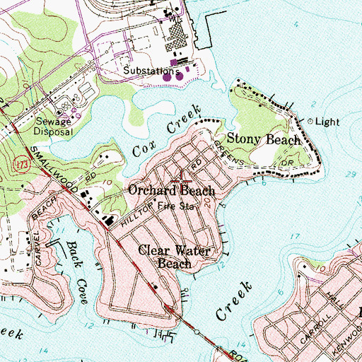 Topographic Map of Orchard Beach, MD
