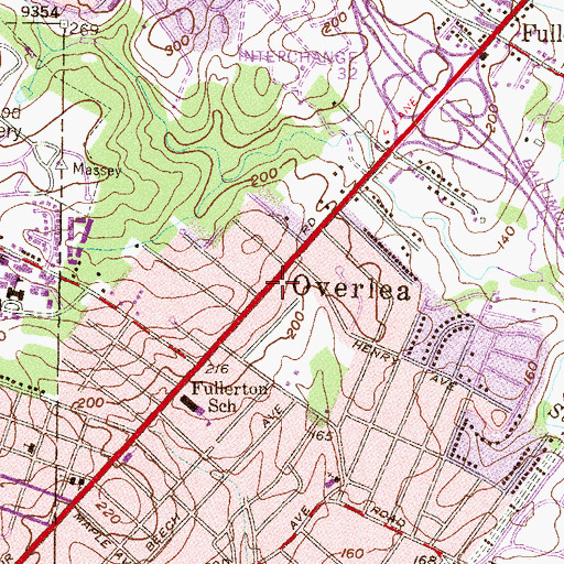 Topographic Map of Overlea, MD