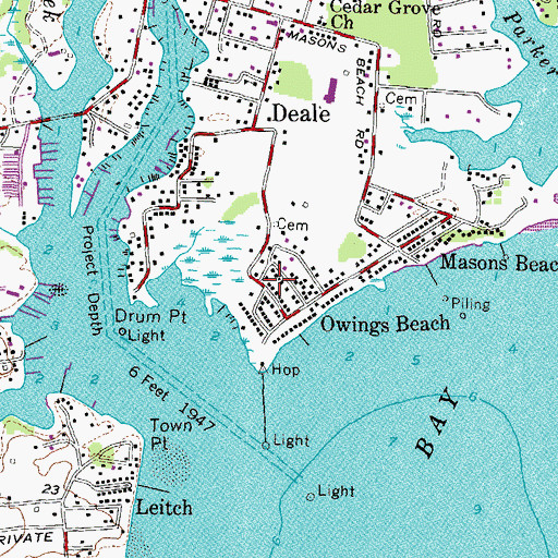 Topographic Map of Owings Beach, MD