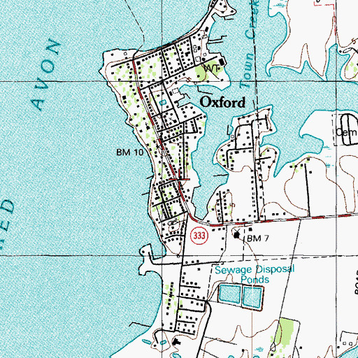 Topographic Map of Oxford, MD